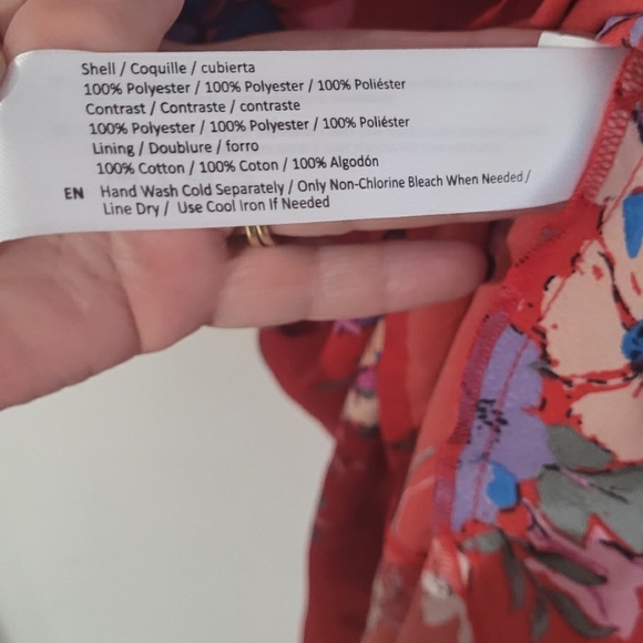 Red floral spaghetti strap maxi dress, SZ Lg - Picture 6 of 6